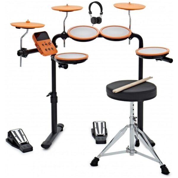 VISIONDRUM Elektronisch Drumstel met Kruk en Hoofdtelefoon Oranje