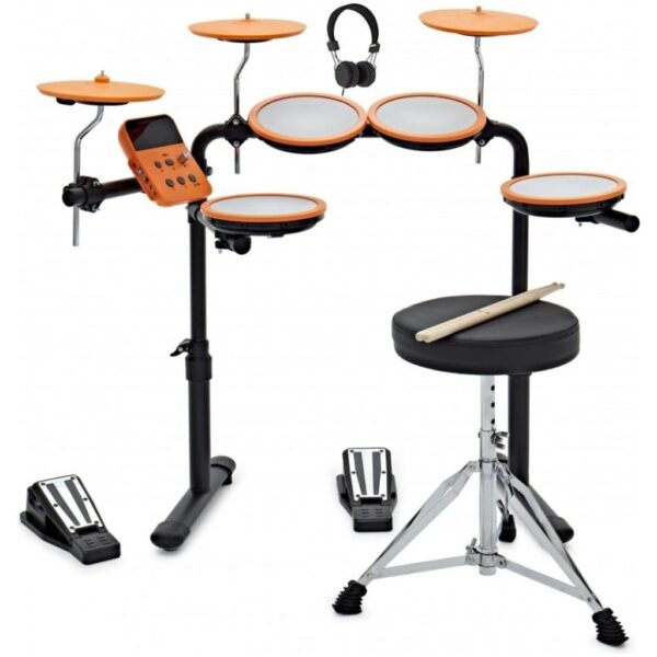 VISIONDRUM-Elektronisch-Drumstel-met-Kruk-en-Hoofdtelefoon-Oranje VISIONDRUM Elektronisch Drumstel met Kruk en Hoofdtelefoon Oranje